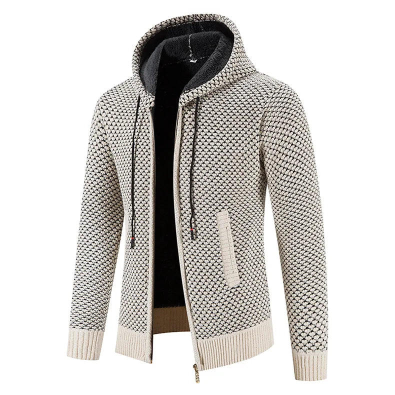 Cardigan da uomo con cappuccio e zip