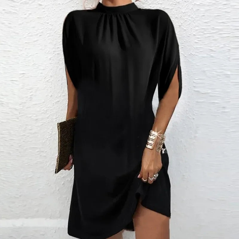 Elegant women's cocktail dress with a print