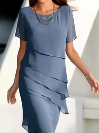 Robe élégante à volants pour femme à manches courtes