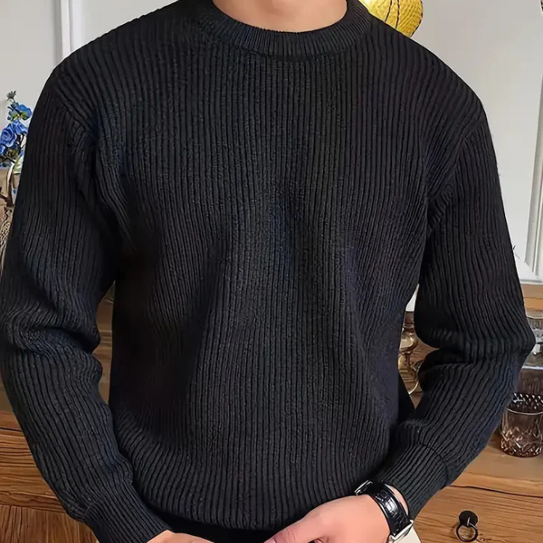 Pánský svetr s kulatým výstřihem | Pletený střih