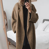 Dámsky dlhý zimný kabát oversize s golierom | Teplý na každý deň aj do práce