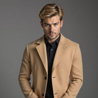 Men's slim-fit single-breasted knee-length coat