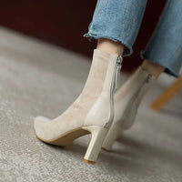 Women’s Heeled Winter Ankle Boots with Zipper | Elegant