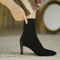Women’s Heeled Winter Ankle Boots with Zipper | Elegant