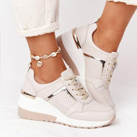 Women's lace-up orthopedic wedge sneakers