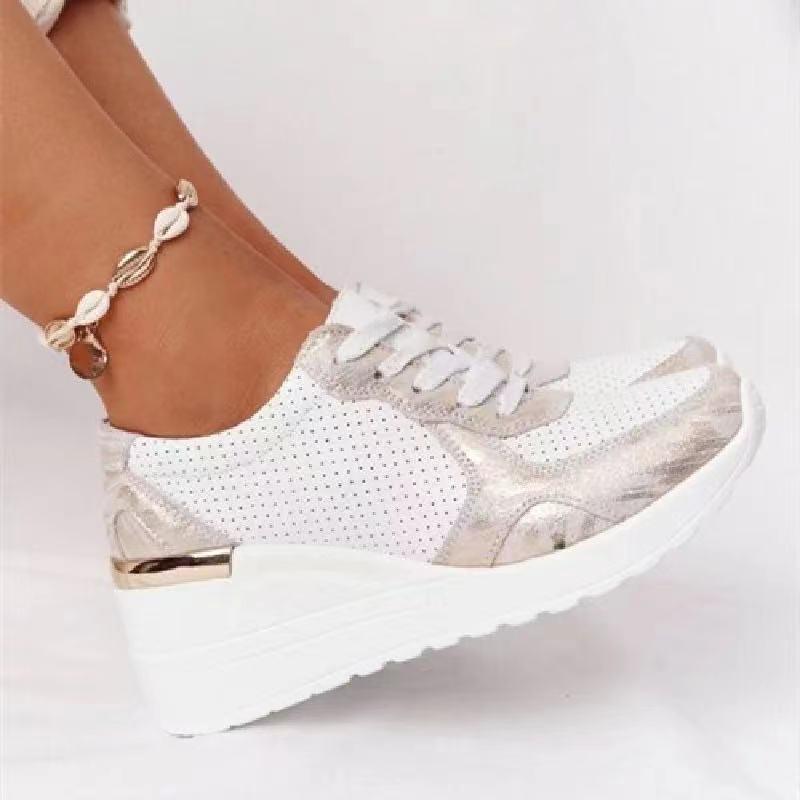 Women's lace-up orthopedic wedge sneakers