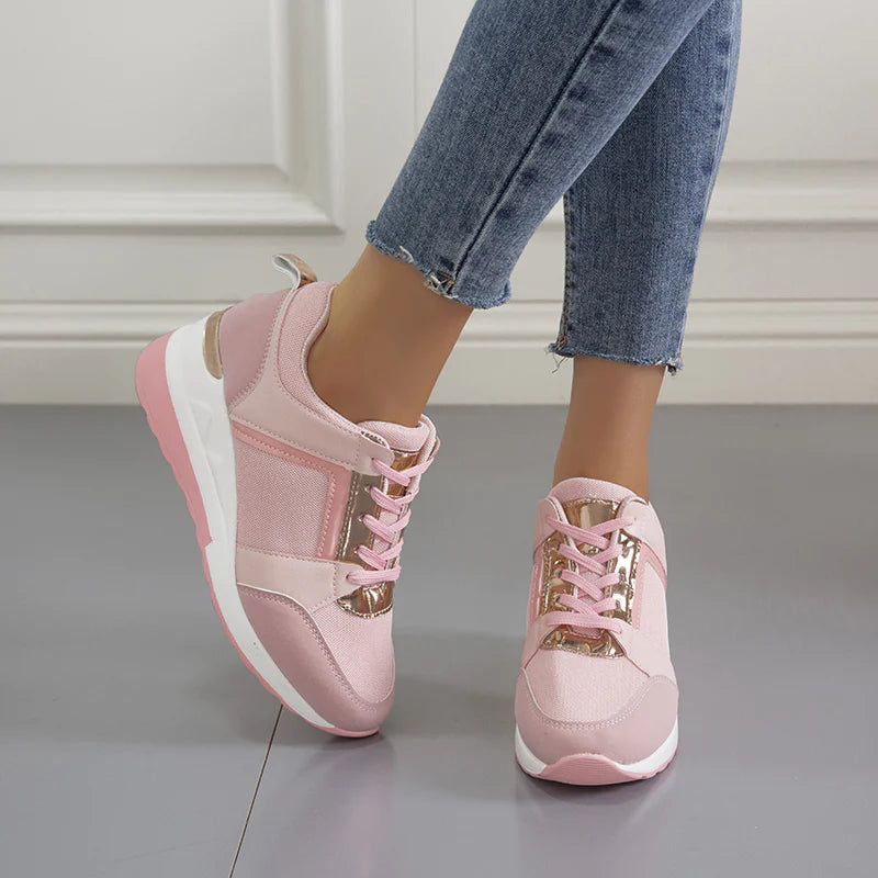 Women's lace-up orthopedic wedge sneakers