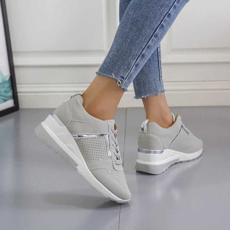 Women's lace-up orthopedic wedge sneakers
