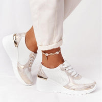 Women's lace-up orthopedic wedge sneakers