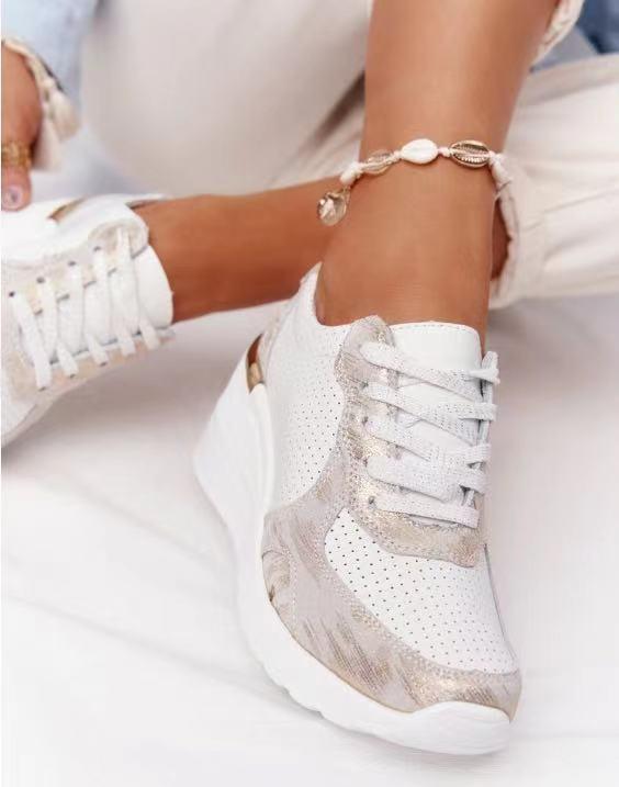 Women's lace-up orthopedic wedge sneakers