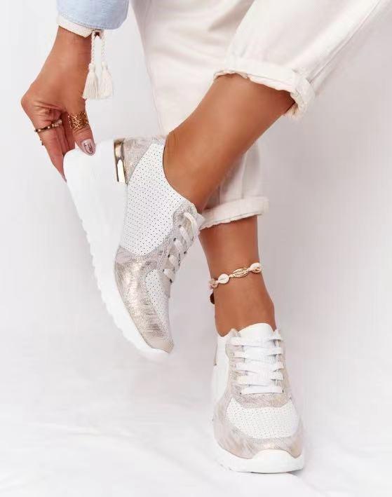 Women's lace-up orthopedic wedge sneakers