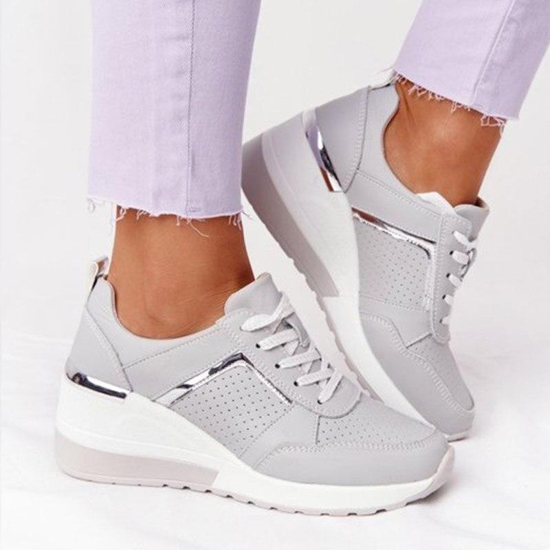 Women's lace-up orthopedic wedge sneakers