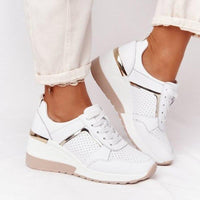 Women's lace-up orthopedic wedge sneakers