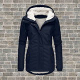 Warm women's winter jacket with a sherpa hood - Stella