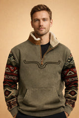 Caldo maglione da uomo con zip e collo in sherpa - Blake