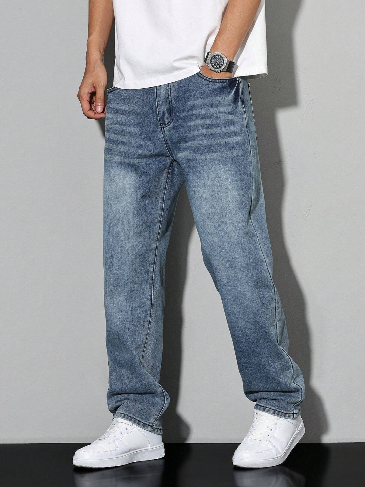 Jeans da uomo slavati a gamba dritta