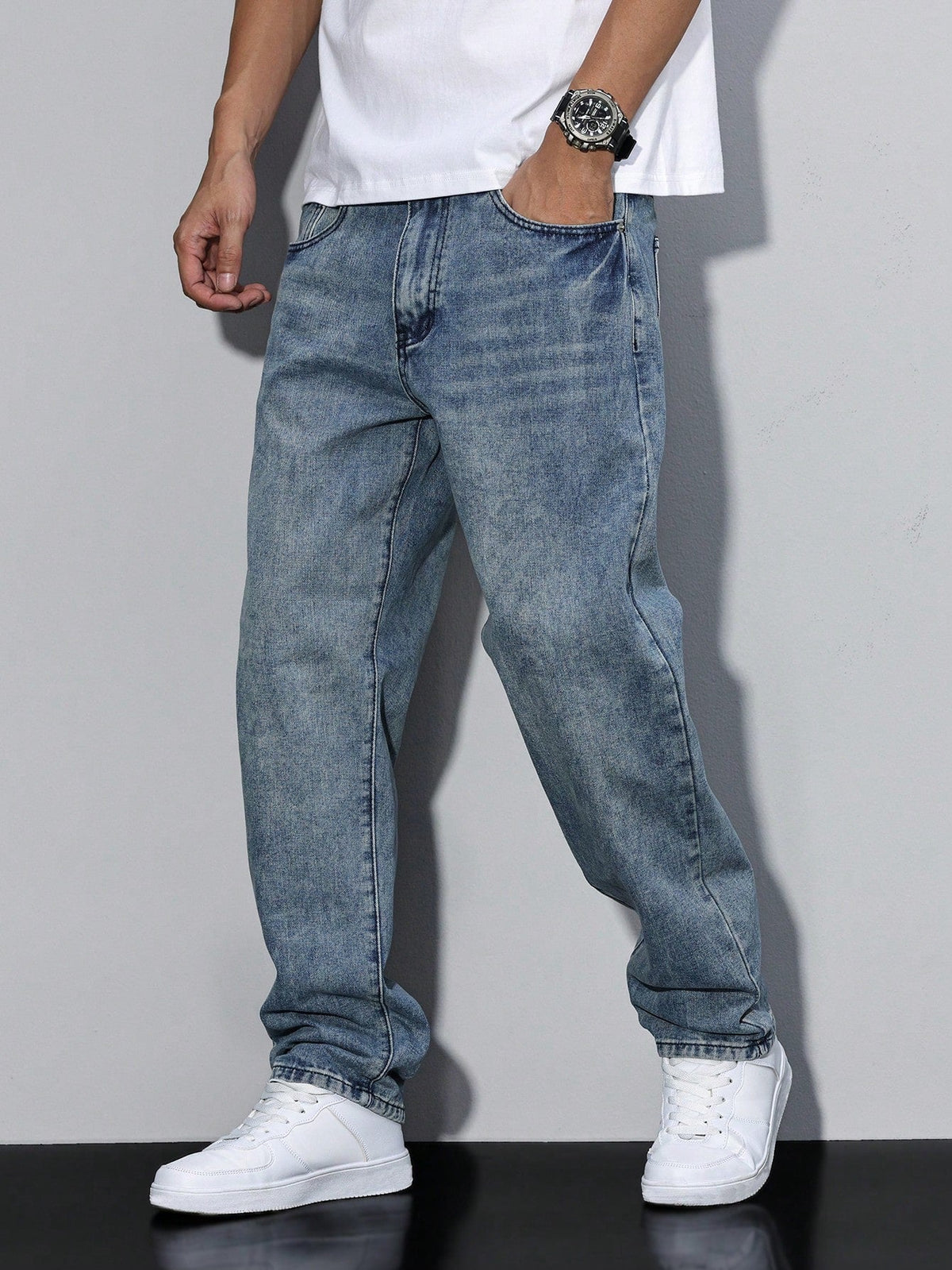 Jeans da uomo slavati a gamba dritta