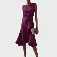 Elegancka sukienka midi bez rękawów asymetryczna damska - Ivy Lifestyle