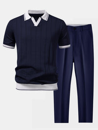 Elegancki komplet polo i spodnie męski - Quinn Front