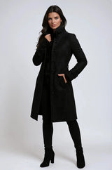 Elegancki zimowy trenchcoat damski z wysokim kołnierzem - Alina