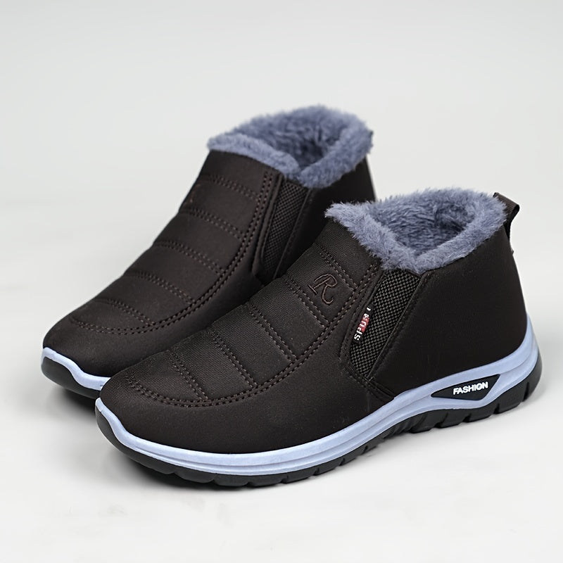 Bottines d’hiver femme fourrées à enfiler, avec fermeture éclair