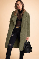 Morbido cardigan lungo da donna con collo teddy - Elodie