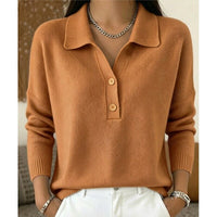 Modny sweter polo z kołnierzykiem damski - Elise Side