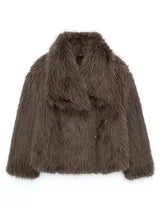 Veste en fausse fourrure duveteuse pour femme à col - Maren