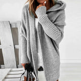 Women's autumn wool cardigan with a hood - Alina