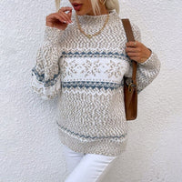 Wzorzysty sweter zimowy damski w śnieżynki - Lexi Side